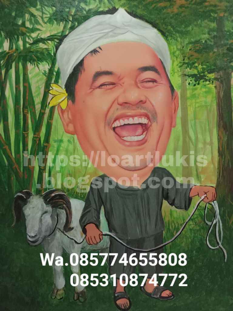 Jasa lukis wajah karikatur media kanvas dan cat minyak,pelukis profesional bandung